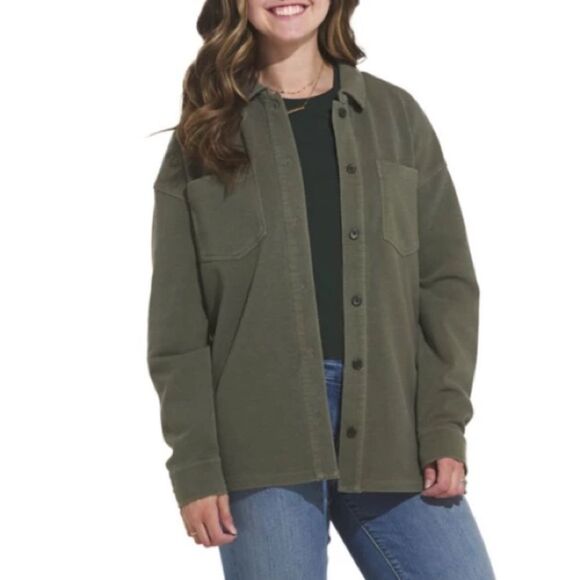 Women's Thread & Supply Long Sleeve Shacket Olive Size Medium - Picture 1 of 5